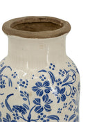 D5.7x12.5' Blue and White Ceramic Accent Vase with Traditional Floral Motifs by HouseOfZazla