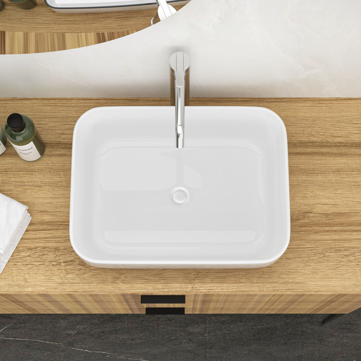 Rectangular Vessel Bathroom Sink, Modern - White, photo 8 of 10