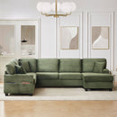Upholstered U-Shaped Sectional Sofa With Movable Ottoman And Side Storage Pockets by Unique Piece Furniture