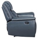 Brier - Upholstered Padded Arm Recliner Chair With Manual Recline And Pillowtop Arms - Blue by HouseOfZazla