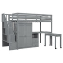 Loft Bed With Stairs, Bookshelf, Drawers, Desk & Wardrobe, Space Saving Multifunctional Furniture by HouseOfZazla
