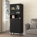 Tempered Glass Door Tall Storage Bookcase