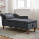 Chaise Lounge Indoor, Lounge Chair For Bedroom With Storage & Pillow, Modern Upholstered Rolled Arm Chase Lounge For Sleeping With Nailhead Trim For Living Room Bedroom Office by Unique Piece Furniture