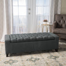 Contemporary Storage Ottoman With Tufted Top - Dark Gray by HouseOfZazla
