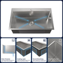 Stainless Steel Kitchen Sink, 32"x19" Single Bowl, Overmount Handmade Brushed Nickel by HouseOfZazla
