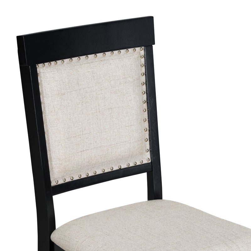 5-Piece Retro Dining Set, Rectangular Wooden Dining Table and 4 Upholstered Chairs for Dining Room and Kitchen (Black)