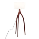 Wishbone Contemporary Floor Lamp in Walnut Wood with White Fabric Shade