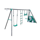 Interesting Four Function Swingset With Face To Face Metal Plastic Safe Swing Seat 550Lbs For Outdoor Playground For Age 3+ - Blackish Green by HouseOfZazla