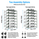 7 Tier Wire Shelving Unit, 2450 LBS NSF Height Adjustable Metal Garage Storage Shelves with Wheels, Heavy Duty Storage Wire Rack Metal Shelves - Green