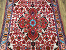 3' 2' X 5' 1" Handmade Floral Wool Rug Red Beige /Ivory