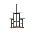 6 Tier Corner Plant Shelf With Frame For Living Room - Rustic Brown by HouseOfZazla