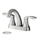 Two Handle 4 Inch Centerset Bathroom Sink Faucet with Pop-Up Drain, Brushed Nickel by HouseOfZazla