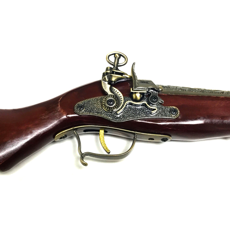Antique Flintlock Steampunk Rifle Wood and Metal Replica Gun Inert Prop