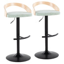 Grotto - Contemporary Adjustable Barstool With Swivel & Rounded T Footrest (Set of 2) by HouseOfZazla