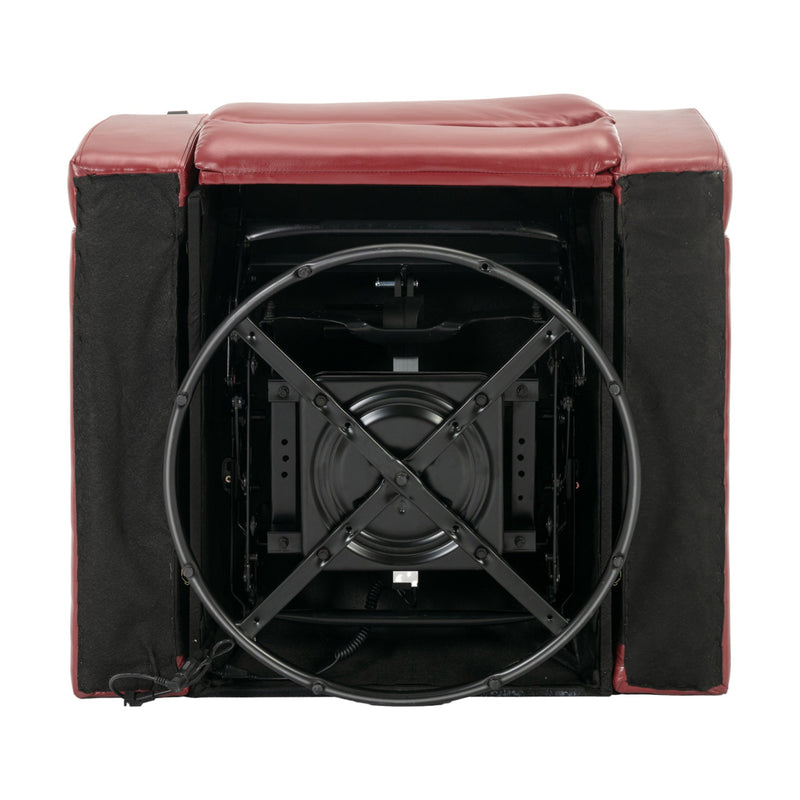 270 Degree Swivel PU Leather Power Recliner Individual Seat Home Theater Recliner with Comforable Backrest, Tray Table, Phone Holder, Cup Holder, USB Port, Hidden Arm Storage for Living Room, Red