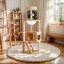 Multi-Level Wood Cat Tree Tower with Hammock & Scratching Posts
