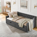 Upholstered Tufted Daybed With 2 Drawers, Waved Arms by HouseOfZazla