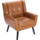 Modern Soft Leather Material Ergonomics Accent Chair Living Room Chair Bedroom Chair Home Chair With Black Legs For Indoor Home-Light Brown PU