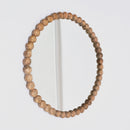 Decorative Round Hanging Wall Mirror With Bead Design Frame - Natural by HouseOfZazla
