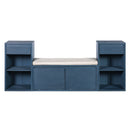 Entryway Storage Bench With Cushion, Drawers & Open Shelves by HouseOfZazla