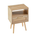 15.75" Rattan End Table With Drawer And Solid Wood Legs, Modern Nightstand, Side Table For Living Room, Bedroom by Unique Piece Furniture