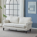68 Inch Faux Leather Rolled Arm Sofa with Nailhead Trim