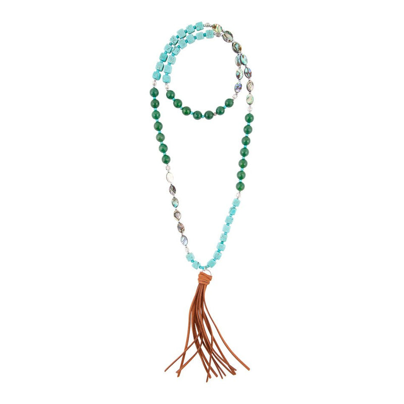 Abalone and Magnesite Tassel Necklace