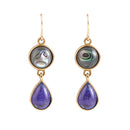 Abalone and Purple Turquoise Golden Drop Earrings