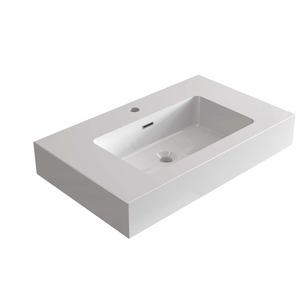 Integrated Solid Surface Basin, 30-Inch, Glossy White