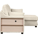 90" Pull Out Sleeper Sofa L-Shaped Couch Convertible Sofa Bed with Storage Chaise, Storage Racks and USB Ports (SG001340AA), Beige