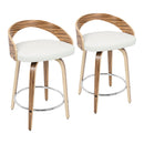 Grotto - Contemporary Fixed Height Counter Stool & Swivel With Round Footrest (Set of 2) by HouseOfZazla