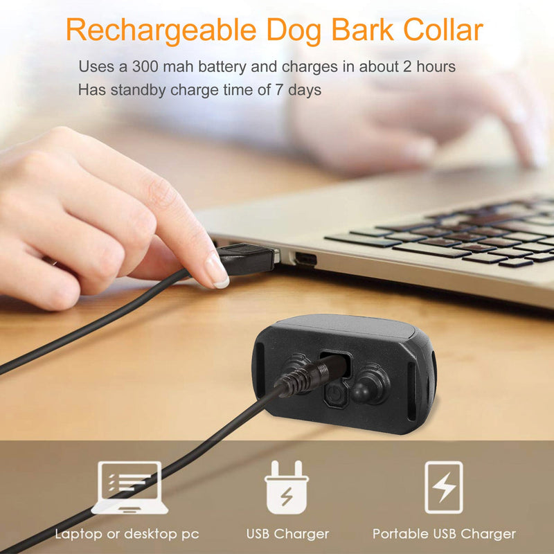 Dog Bark Collar IP67 Waterproof Rechargeable Dog Training Receiver Shock Collar Receiver with Beep Vibration Shock 9 Levels 1640ft Remote Range, photo 5 of 8