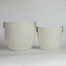 Round Concrete Planter Set of 2, Large Handmade Off White Pots