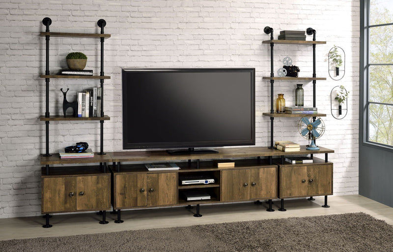 Ensata II - TV Stand Side Pier - Rustic Oak & Black, photo 4 of 5