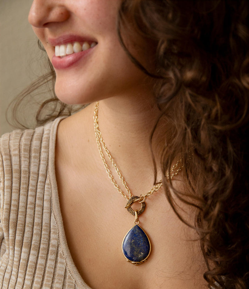 Abby Blue Lapis Golden Pendant Necklace