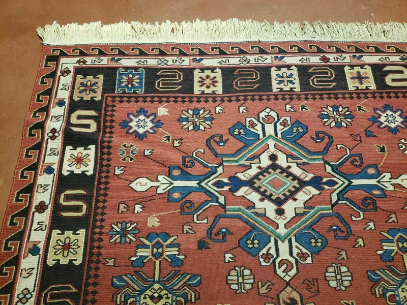 4' X 6' Vintage Russian Kilim Handmade Caucasian Soumak Flat Weave Wool Rug