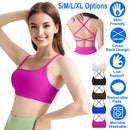 Cross Back Padded Sports Bra with Removable Pads by LJGDeals