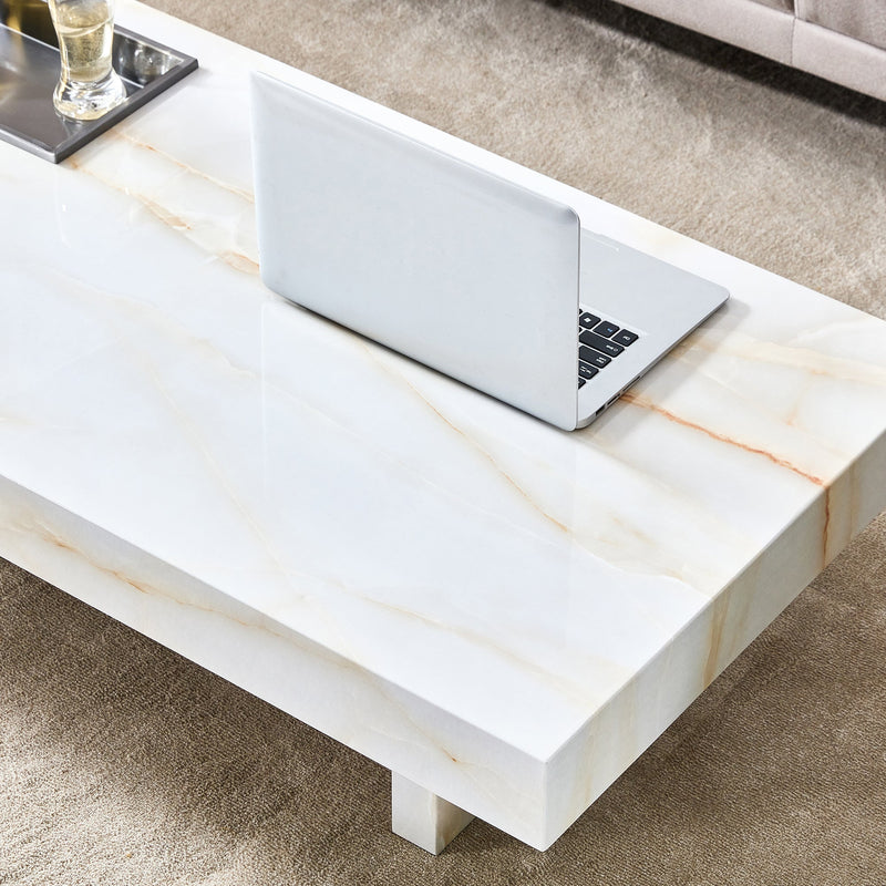 A modern and practical coffee table with imitation marble patterns, made of MDF material. The fusion of elegance and natural fashion 47.2"x 23.6"x 12 "