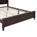 3-Pieces Bedroom Sets,Queen Size Wood Platform Bed and Two Nightstands-Dark Walnut