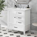 30" Bathroom Vanity With Sink, 3 Drawers, Adjustable Feet by HouseOfZazla