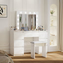 Large Vanity Tables With Mirror And Light - Matte White by HouseOfZazla