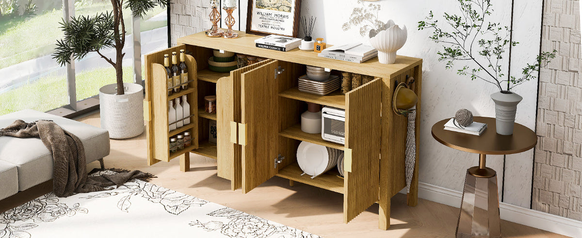U_STYLE Modern 57.5" Stripe Door Storage Cabinet, photo 9 of 10