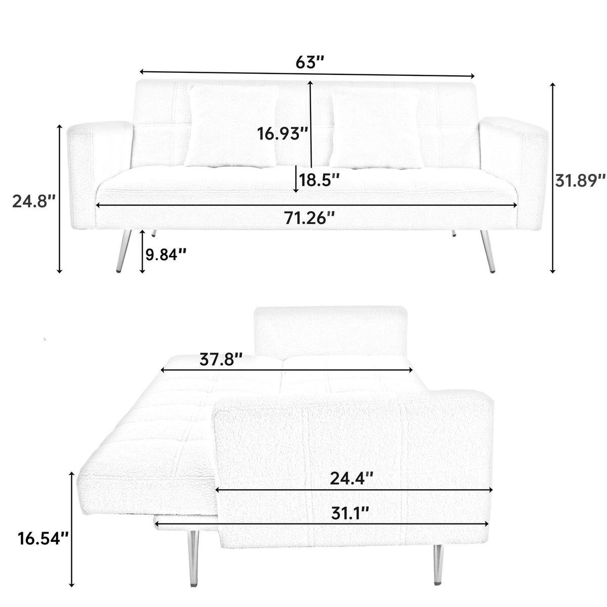 Teddy Fleece Sofa Bed With Luxurious Throw Pillows, photo 16 of 20