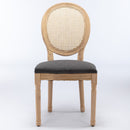 French Style Solid Wood Frame Antique Painting Fabric Rattan Back Dining Chair (Set of 2) by HouseOfZazla