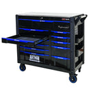 12 Layer Drawer Multi Purpose Tool Cart With Wheels And Iron Top - Black / Blue by HouseOfZazla