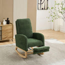 25.4"W Rocking Chair for Nursery, High Back Glider Chair with Retractable Footrest, Side Pocket, Rocking Accent Armchair with Rubber Wood Legs for Living Room/Bedroom.Green