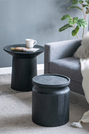 Black Wooden Cylinder Side Table
