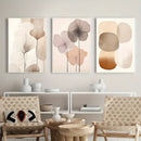 GobekUsa Abstract Beige Japanese Flower Canvas Wall Art