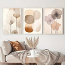 GobekUsa Abstract Beige Japanese Flower Canvas Wall Art