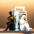 GobekUsa Abstract Nordic Style Ceramic Character Bookends Set for Office Bookcase Decor